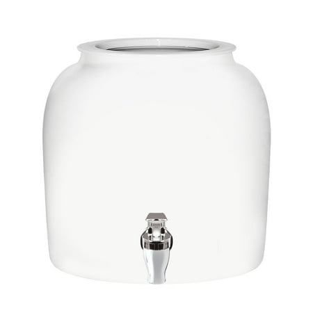 Brio Solid Porcelain Ceramic Water Dispenser Crock with Faucet - Lead Free (White)
