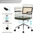 thumbnail image 4 of Zesthouse Mid Century Faux Leather Home Office Chair with Rattan Back, 360° Swivel Upholstered Desk Chair with Arms, Tufted Computer Task Chair for Living Room & Office Room, Green, 4 of 13