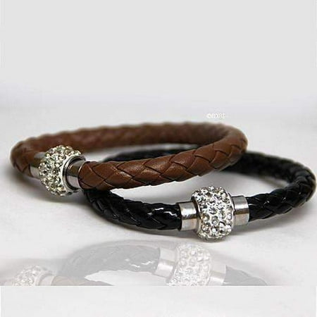 Prince Gold Bangles - ON SALE - French Braid Shamballa Magnetic Bangle Bracelet Black