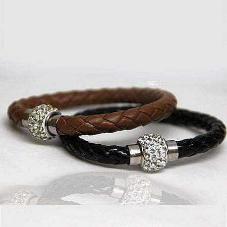 ON SALE - French Braid Shamballa Magnetic Bangle Bracelet