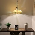 thumbnail image 2 of Tiffany Pendant Lights Fixture Gold Stained Glass Crystal Beans LED Bulb Included for Dining Room Hotel Restaurant Cafe 16"W*16"D*75"H, 2 of 7