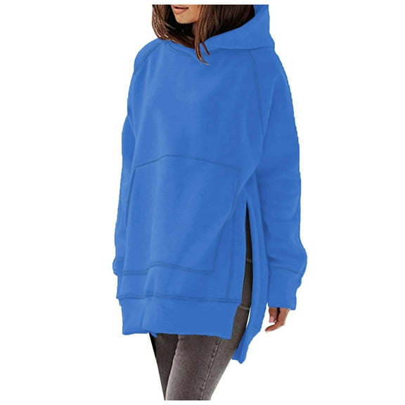 Lindreshi Hoodies for Women Fashion Women's Casual Long Sleeve Round Neck Ladies Pocket Solid Hooded Sweatshirts Tops Blouse