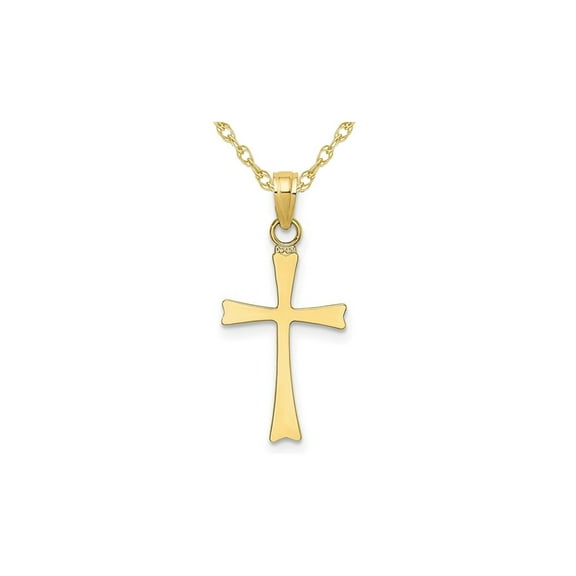 Gem & Harmony 10K Yellow Gold Polished Cross Pendant Necklace with Chain for Women