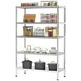 thumbnail image 1 of CoSoTower Bakers Rack, 5-Tier Stainless Steel Kitchen Storage Shelf with Adjustable Heights for Spices, Pots and Pans, Silver, 1 of 3