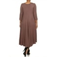thumbnail image 4 of Women's Casual Plus Size Loose Fit 3/4 Sleeve Jersey Knit A-Line Solid Midi Dress, 4 of 4