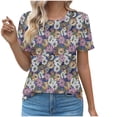 thumbnail image 2 of Puntoco Liquidación de blusas cortas para mujer Blusa informal de manga corta con cuello redondo a la moda para primavera/verano para mujer, 2 of 5