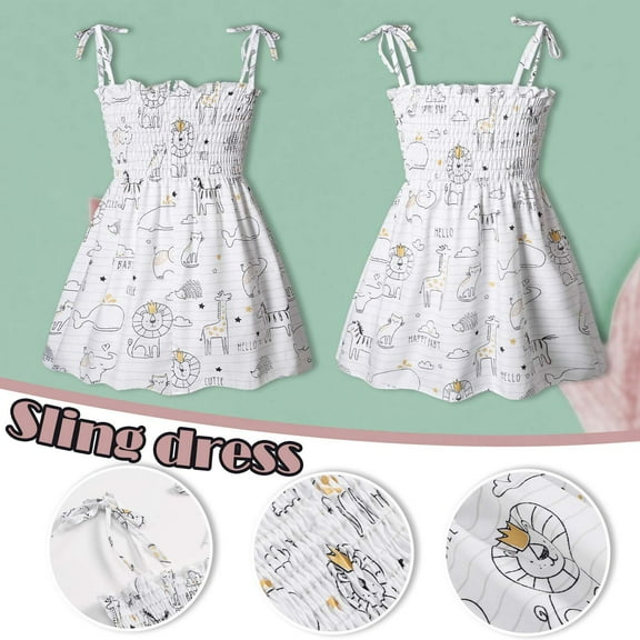 SDJMa Girls and Toddlers' Dress Summer Toddler Baby Girls Sleeveless Sling Dress Graphic Print Children's Clothing