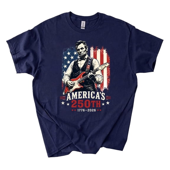Abraham Lincoln Guitar T-Shirt, America 250th Patriotic Music Tee (1776-2026), Fourth of July Tshirt