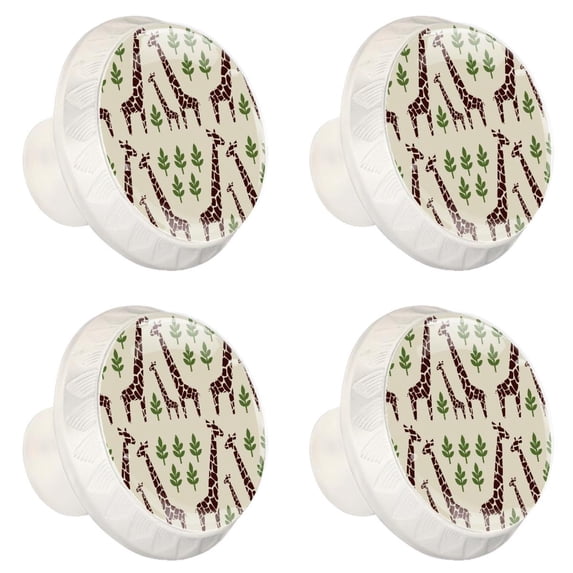 4 Pcs Giraffes Family Knobs for Kitchen Cabinet Cupboard Dresser Bookcase Drawer Pulls Handles Round Home Decor