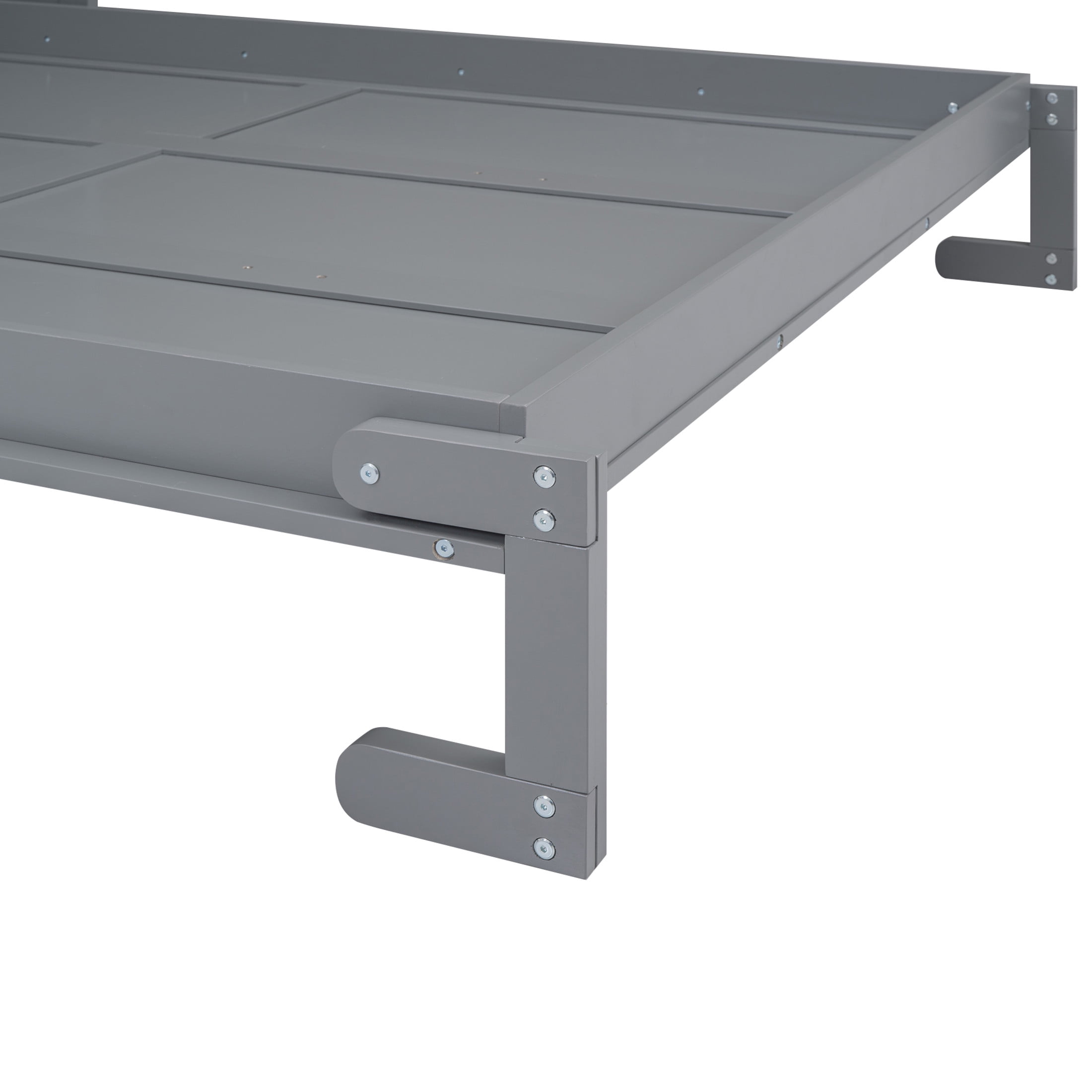 Noble House Blair Queen Size Murphy Bed with Shelf and Desk, Folding Cabinet Wall Bed, Space Saving, Gray