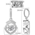 thumbnail image 5 of Square Halo Dancing Stone Necklace Silver & CZ with 0.8mm 22" Adj Box Chain- Yellow Gold Plated, 5 of 7