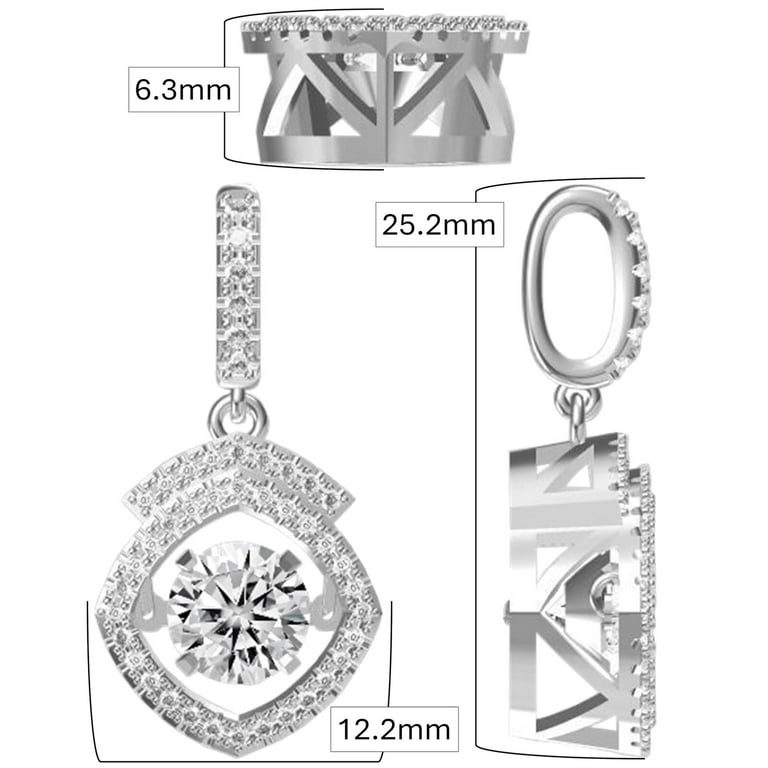 Square Halo Dancing Stone Necklace Silver & CZ with 0.8mm 22