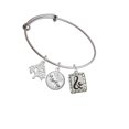 thumbnail image 2 of Delight Jewelry Silvertone Pebble Border Initial - & Silvertone Let Things Go Tree Charm Bangle Bracelet, 2 of 4