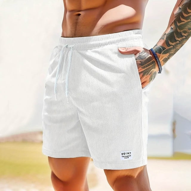 WILLBEST Pantalones Cortos Deportivos para Hombre, Pantalones Cortos Casuales de Moda para Hombre, Pantalones Deportivos de Pana de Estilo Sistema de Color Sólido
