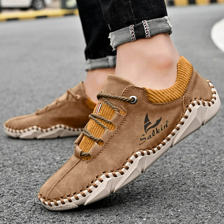 WNVMWI Mens Shoes Khaki Sneakers Dress Shoes Contrasting Color Men s Casual Shoes Comfortable Walking Running Shoes Fashion Slip On Sneakers Work