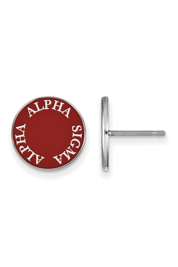 Sterling S. LogoArt Alpha Sigma Alpha Enameled Post Earrings Sterling Silver Earrings