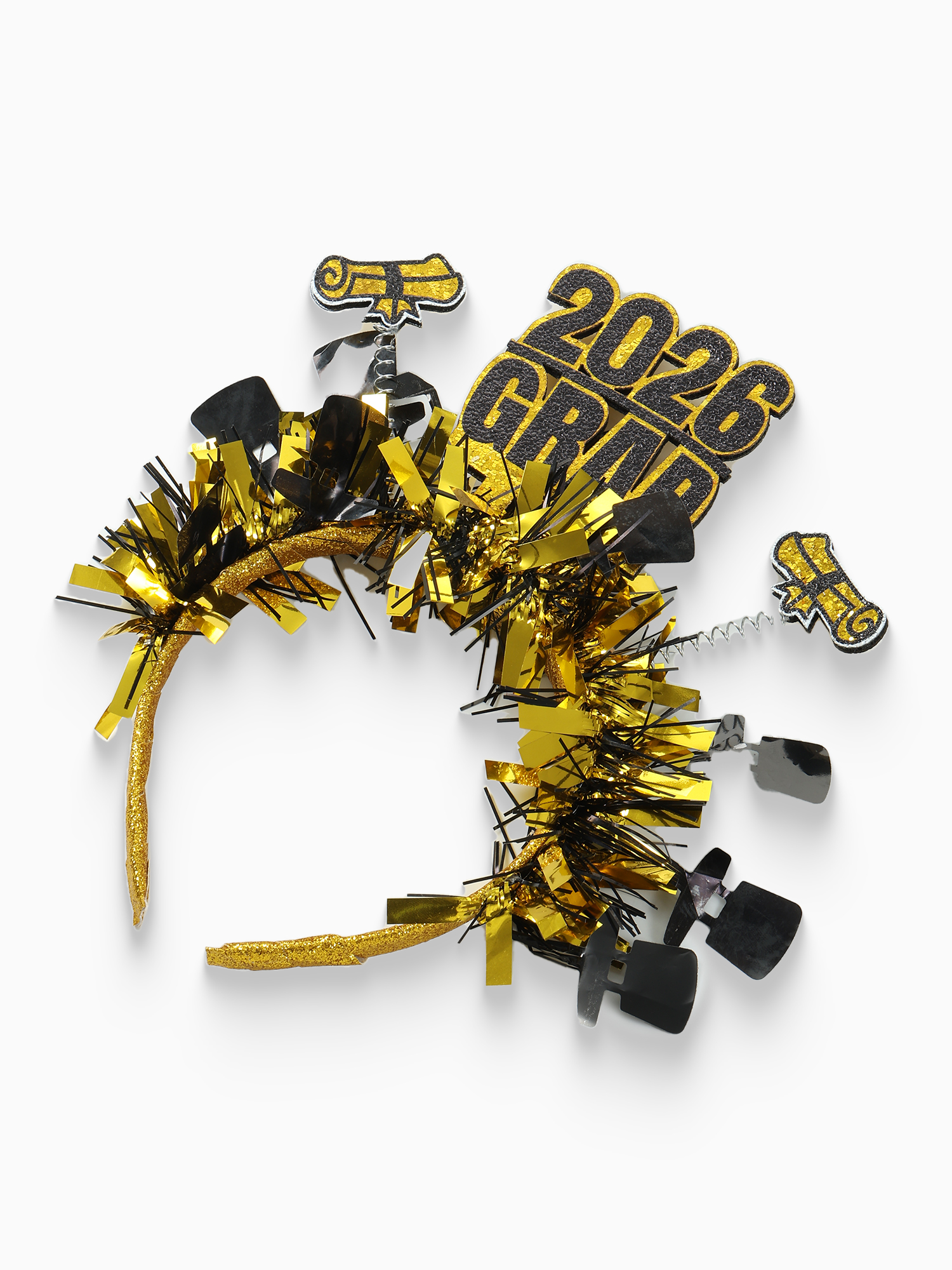 Graduation 2026 Grad Tinsel Headband, Gold, 1 Piece