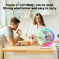 thumbnail image 3 of USB Charging Colorful LED Desk Fan with Gradient Ambient Light 3-Speed Wind Power 1200mAh Battery Wide-Angle Air Supply Single Click Wind Adjustment Long Press to Turn on Colorful Light, 3 of 5