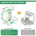 thumbnail image 6 of Under Sink Organizer 2 Packs, Pull Out Kitchen Sink Organizer, 2 Tier Slide Out Kitchen Organizers and Storage Bathroom Under Cabinet Storage Shelf, White, 6 of 14