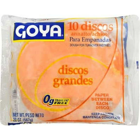 Goya Discos Large Yellow Pastry Dough for Empandada, 20 Ounce - 24 per case.