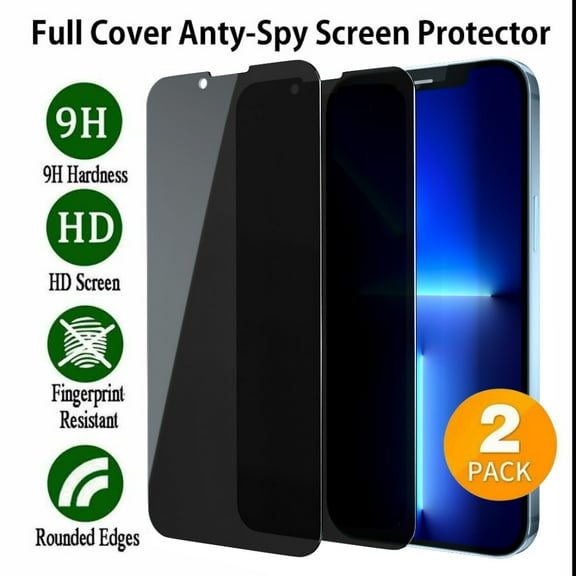 Xhy iPhone 14 Plus Privacy Screen Protector 6.1 Inch,2 Pack Anti Spy Privacy Tempered Glass 9H Hardness Scratch Resistant Bubble Free Rugged Durable Easy Installation