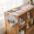 thumbnail image 4 of Orange Blue Fall Table Runner Linen Burlap Table Runner 70 Inches Long Vintage Pumpkins Thanksgiving Autumn Leaves Dresser Scarves for Kitchen Island Coffee Dining Room Party Holiday Decor 13"x70", 4 of 8