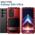 thumbnail image 5 of for Samsung Galaxy s24 Ultra Case Heavy Duty Metal Aluminium Bumper Built in Screen Protector Lens Military Grade Rubber Hard Durable Phone Cases Men  s 24 Ultra 2024 Red, 5 of 12