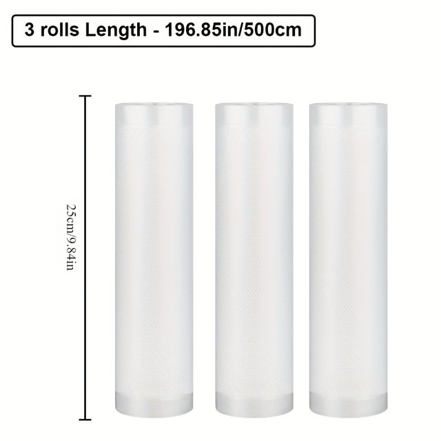 QUTETN 3pcs Vacuum Sealer Rolls 196.85inch Each - Durable Food Storage Bags for Sous Vide Meal Prep & Bulk Storage - White Ideal for Long-lasting Freshness Vacuum Sealer Bags
