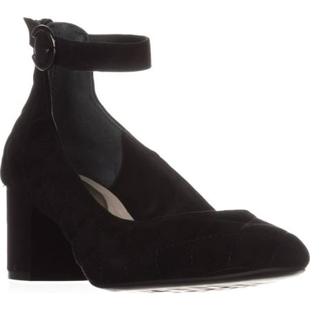 Womens Black Suede Pumps - Womens A35 Ashiaa Ankle Strap Pumps, Black Suede