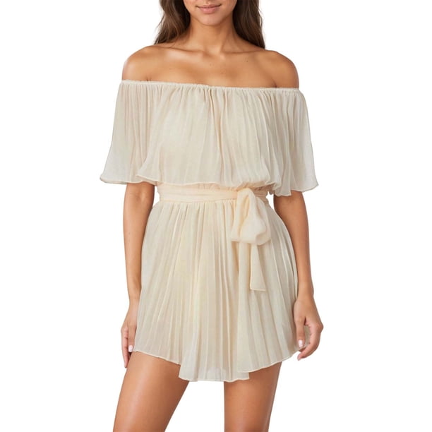 Mono capri con volantes y hombros descubiertos para mujer: conjunto de gasa para verano, ideal para ocasiones informales y citas