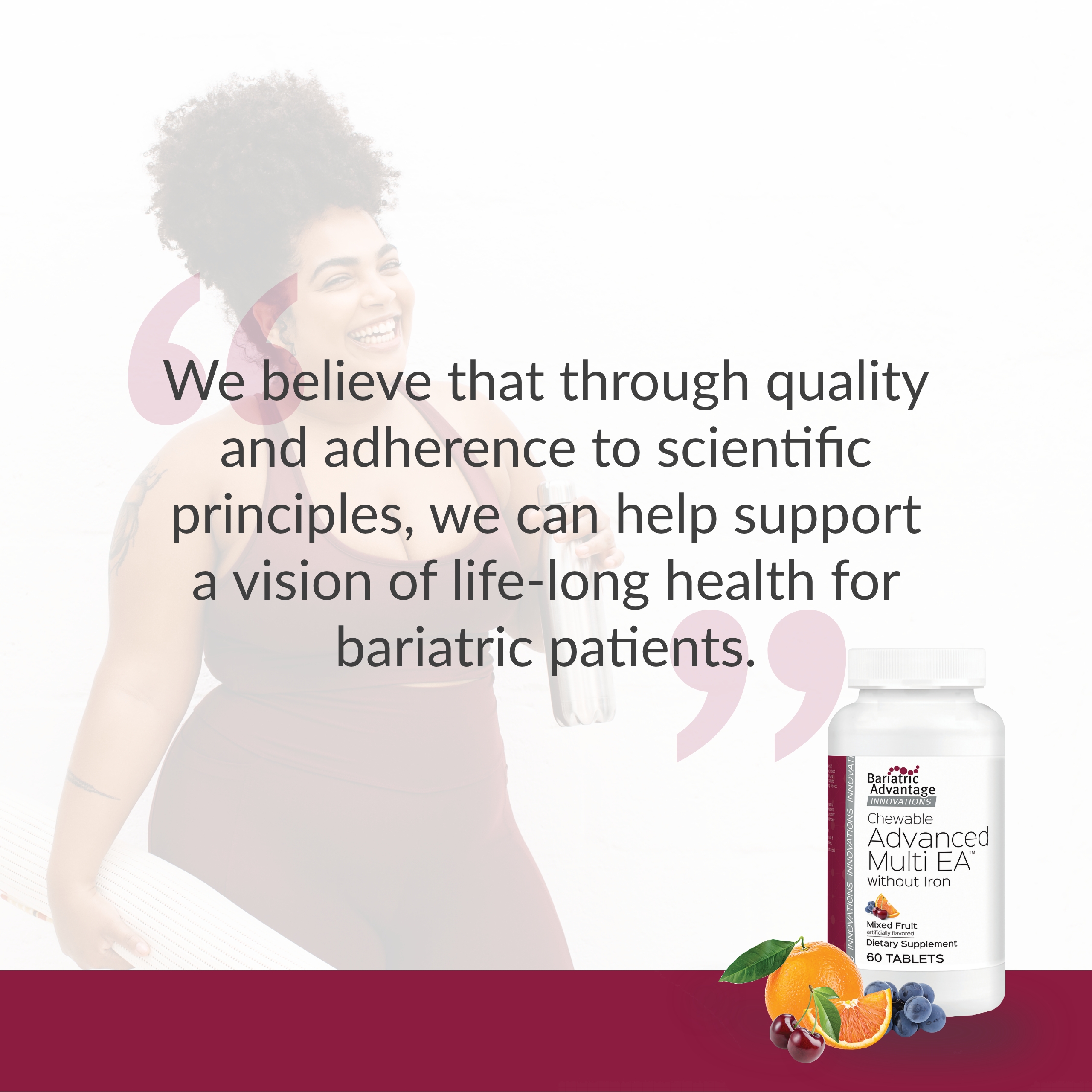 Bariatric Advantage Chewable Advanced Multi EA Without Iron, High Potency Daily Multivitamin for Bariatric Surgery Patients Including Gastric Bypass, Sleeve Gastrectomy, DS - Mixed Fruit, 60 Count