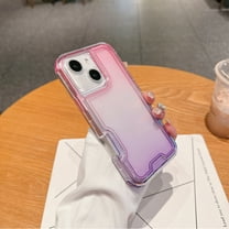 for iPhone 15 Plus Case Clear, Transparent Hybrid Crystal iPhone 15 Plus Phone Case [Hard Plastic & Soft Silicone Bumper] Acrylic Non-Yellowing Thin Slim Protective Cover for Women, Pink Purple