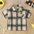 thumbnail image 2 of LYHaoo Boys Plaid Short Sleeve Shirt With Point Collar Breathable Summer Casual Shirt For Toddler & Kids Cute Tops Sizes 12-24 Months Yellow, 2 of 3