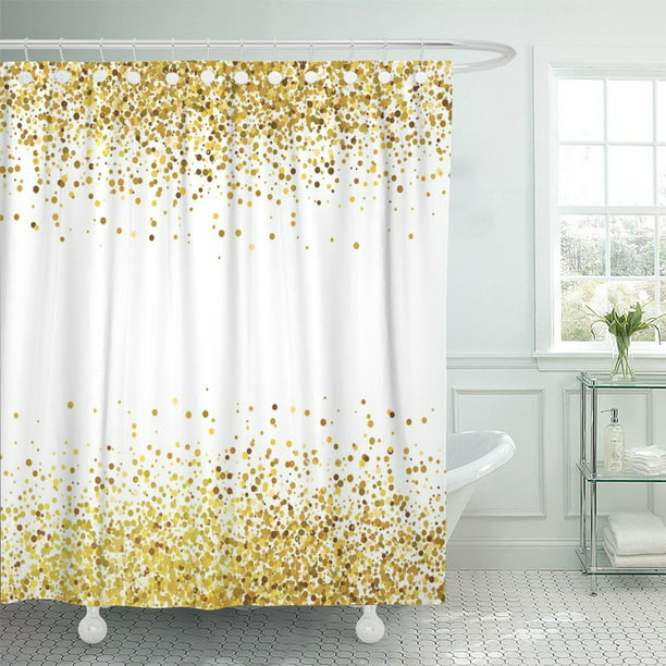 Ksadk Silver Glam Shiny Golden Glitter, White Gold Shower Curtain