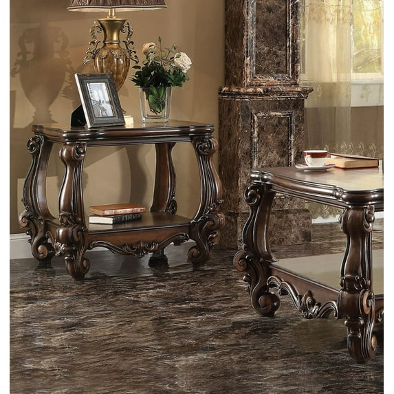 Simple Relax Wood End Table With Claw Feet, Cherry Oak