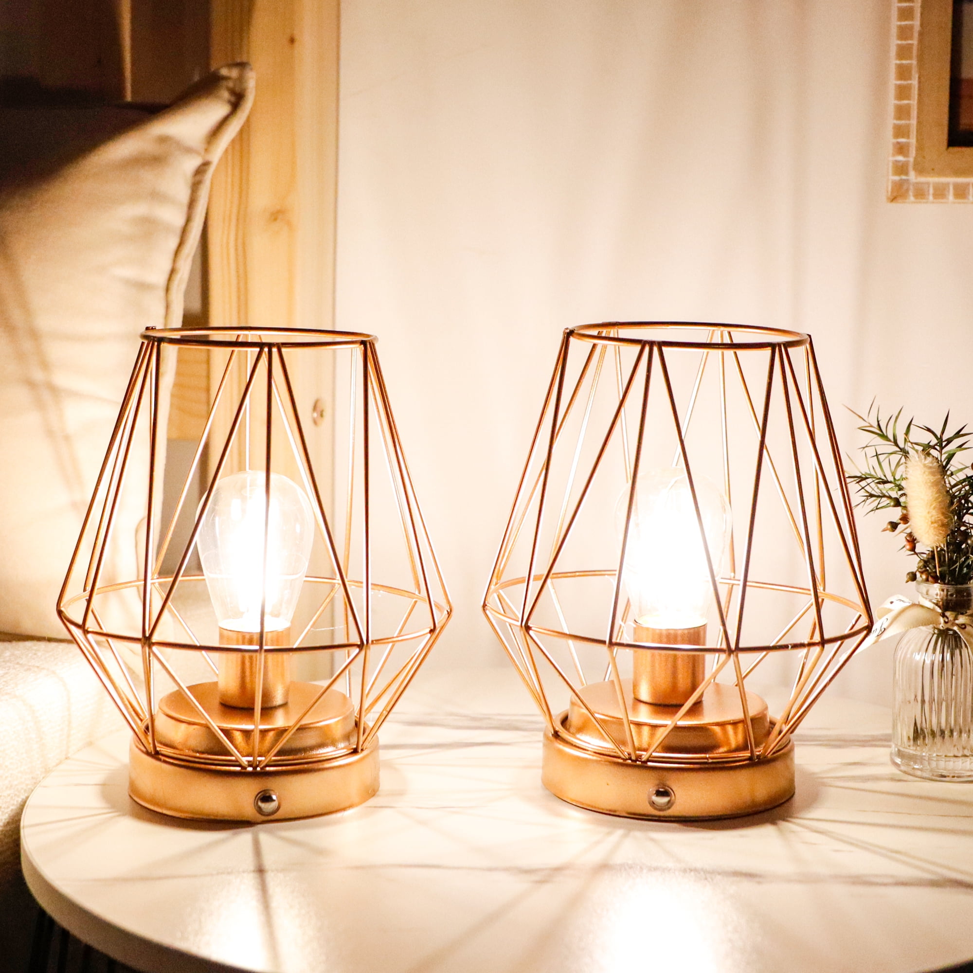 LED Cordless Table Lamps Set of 2 Rechargeable Battery Operated Desk Lamp 7 "H Touch Dimmable Wireless Lamp for Indoor Outdoor Bedrooms Office Wedding Parties Patio