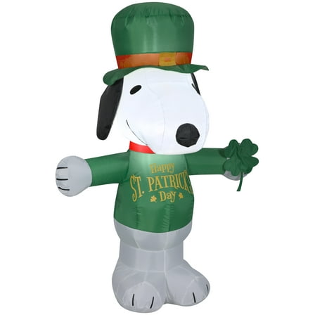 Gemmy  Airblown Inflatable St. Patrick's Day Snoopy, 3.5 ft Tall, white - 42.13x17.72x25.59