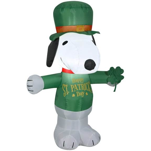 Gemmy  Airblown Inflatable St. Patrick's Day Snoopy, 3.5 ft Tall, white - 42.13x17.72x25.59