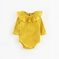thumbnail image 3 of Baby Girl Frilled Neck Long-sleeve Romper Bodysuit, 3 of 8