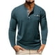 thumbnail image 2 of Blusas y camisas de manga larga con cuello redondo para hombre, informales, de manga larga, cuello redondo, medio botón, a cuadros, con bolsillos y bloques de color, blusas de poliéster para hombre, 2 of 7