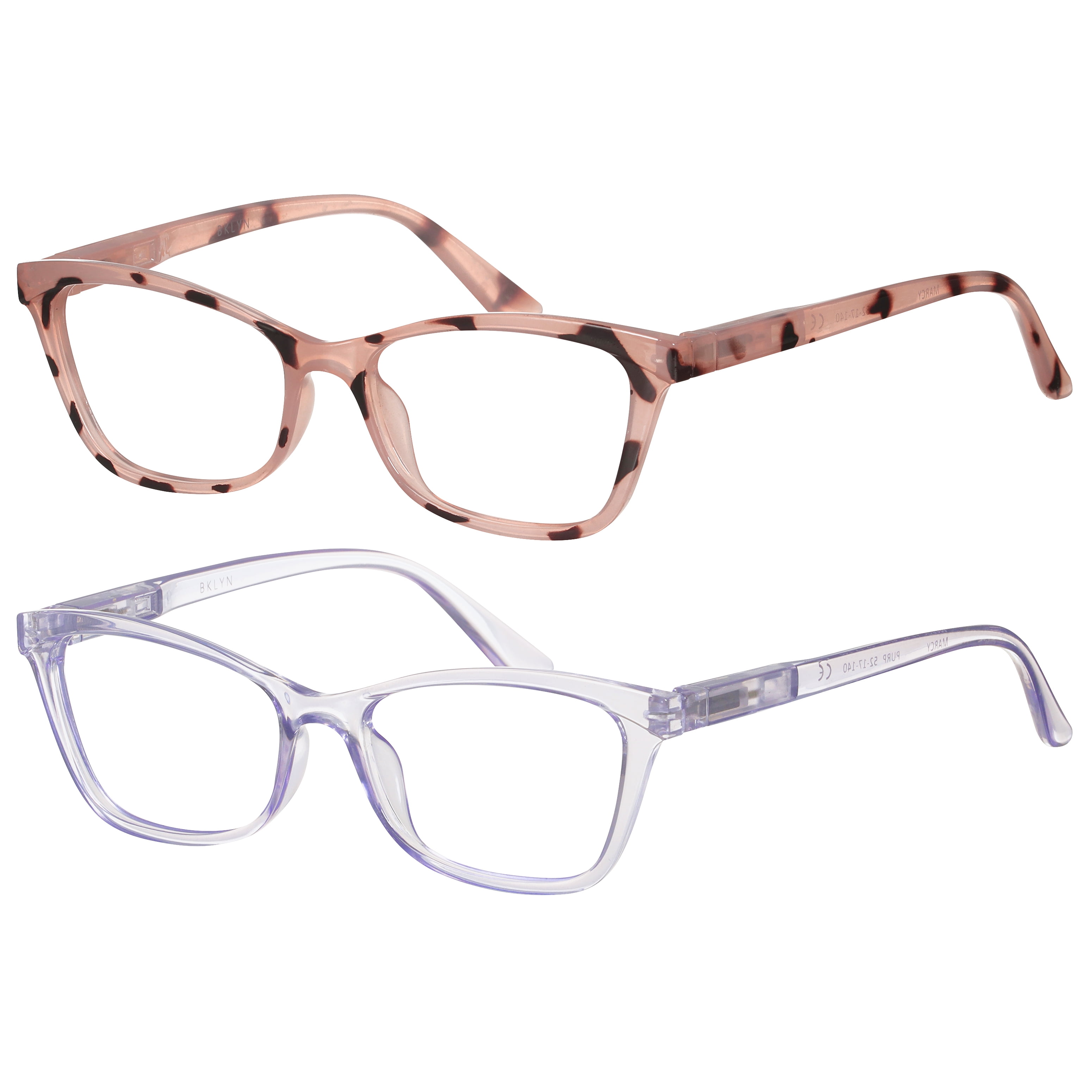 (2 pack) Bklyn, Marcy +2.00, Adult, Womens, Plastic Reading Glasses & Pouches Value Pack , 2 Ea
