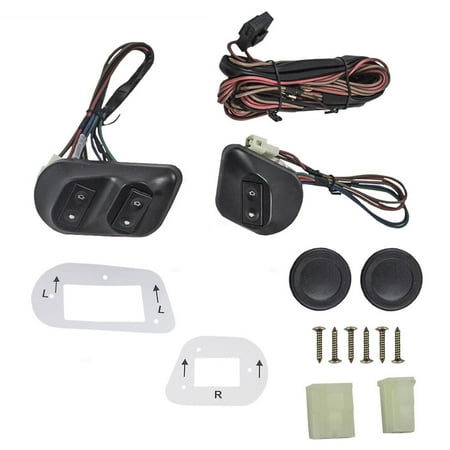 - BROCK Universal Joker Style Electric Power Window Roll Up Switch Kit Angled Design with Bezels, Switch & Wiring Harness for 2-Door Models