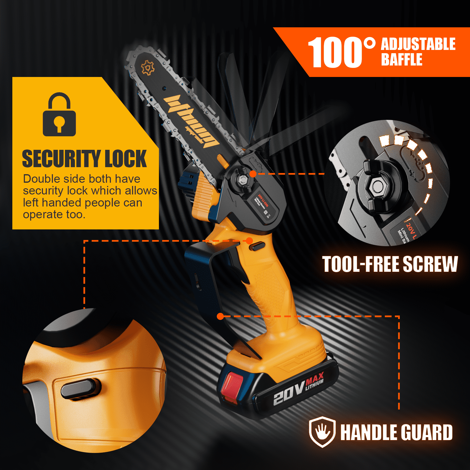 Mini Chainsaw 6-inch with 2 Batteries Cordless Handheld Small Chain Saw for Tree Branch Wood Cutting(3 Chains)