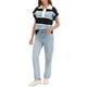 thumbnail image 2 of ATHLECHIC Suéter sin mangas casual para mujer, con cuello en V, botones, de rayas, suéteres cortos y sueltos, M Negro Azul, 2 of 5