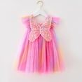 thumbnail image 2 of Kaprioy Toddler Girls Fly Sleeve Butterfly With Wing Tie Dye Rainbow Tulle Holiday Party Dress Dance Party Dresses Princess Dress Cute Girl Dress, 2 of 5