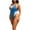01-Blue, variant on Women's One Piece Swimsuit Tummy Control Hollowed Out Bathing Suit Deep V Neck Open Back Solid Color Swimwear White XXL