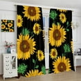 thumbnail image 4 of Sunflower Blackout Curtains for Kitchen,Farm Black Simple Rustic Natural Summer Sunflower Flower Plant Leaf Window Treatments for Girls Bedroom Living Room 42x63in, 4 of 6