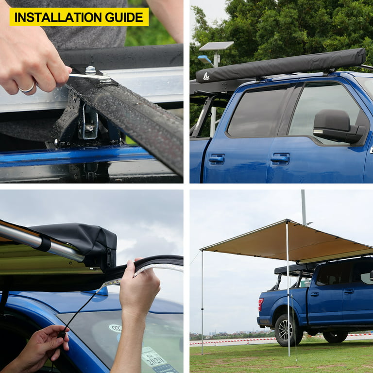 WOLFSTORM 8.2*8.2FT W/LED Outdoor Travel Sunshade Large Car Side