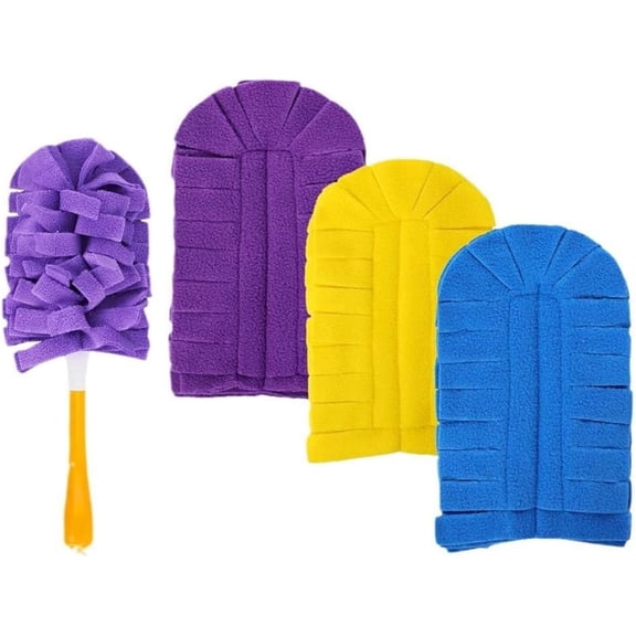 Reusable Duster Refills Washable, 360 Electrostatic Hand Duster, Fleece Cleaning Pads for Multi-Surface Home Cleaning, Blinds, Car, Pet Hair, Furniture, Fans, and Office(3pcs)