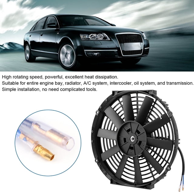 Radiator Fan, Auto Accessory High Performance 12V 80W Engine Bay Cooling for A/C System for Transmission for Oil System for Intercooler